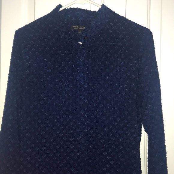 Navy Blue Textured Blouse - Picture 1 of 4